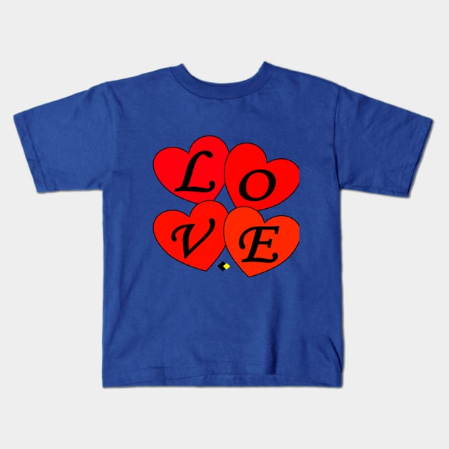 FOURS HEARTS LOVE Kids T-Shirt by AddOnDesign